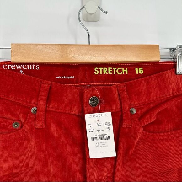 Crewcuts J. Crew Stretch Corduroy Pants Straight Leg in Red Boys 16 NEW - Picture 4 of 4